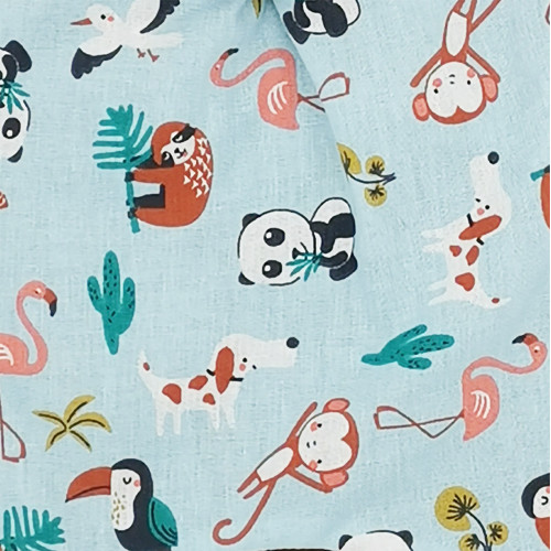 Tissu doudou animaux l'explorateur. Cadeau de naissance personnalisé et made in France. Doudou Nin-Nin