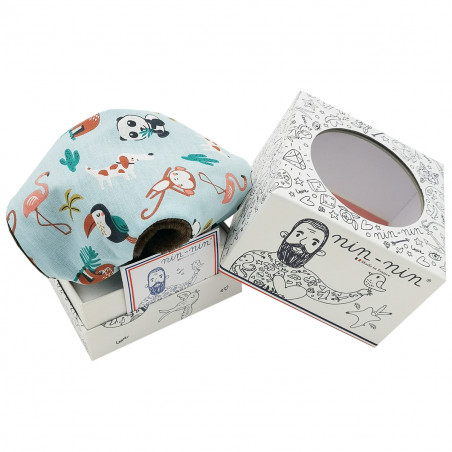 Boite cadeau doudou animaux l'explorateur. Cadeau de naissance personnalisé et made in France. Doudou Nin-Nin