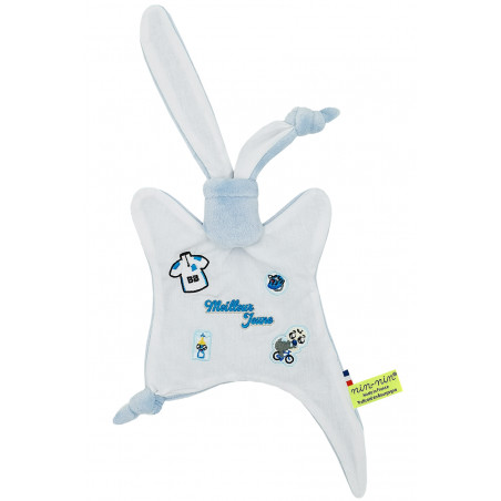 Doudou Le meilleur jeune du Tour 2021 maillot blanc. Cadeau de naissance personnalisé et made in France. Doudou Nin-Nin