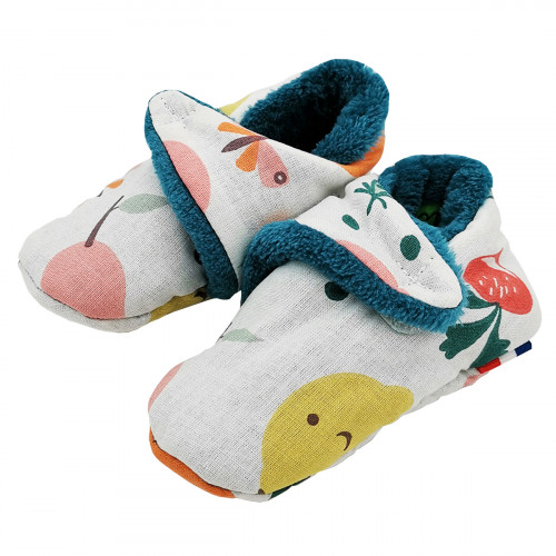 Chaussons bas "Le Veggie". Cadeau de Naissance Made in France nourrisson. Doudou Nin-Nin