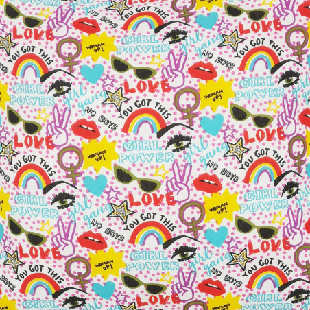 Tissu coussin "Girl Power". Cadeau de naissance original personnalisable et made in France. Nin-Nin