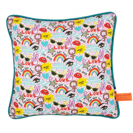Coussin "Girl Power". Cadeau de naissance original personnalisable et made in France. Nin-Nin