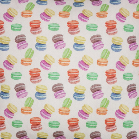 Tissu coussin "Macaron". Cadeau de naissance original personnalisable et made in France. Nin-Nin