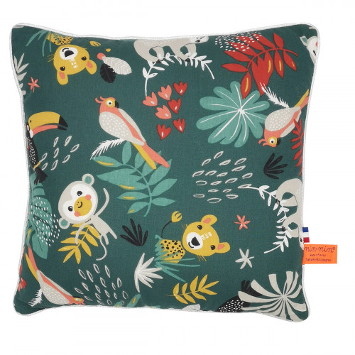 Coussin "Tropical". Cadeau de naissance original personnalisable et made in France. Nin-Nin