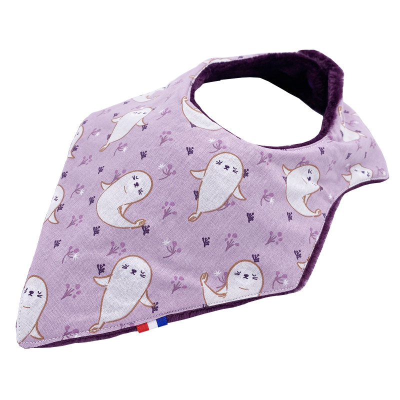 Bavoir bandana personnalisable "Le What The Phoque". Made in France. Nin-Nin Bavoir bandana personnalisable "Le What The Phoque". Made in France. Nin-Nin