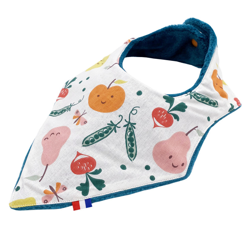 Bavoir bandana personnalisable "Le Veggie". Made in France. Nin-Nin