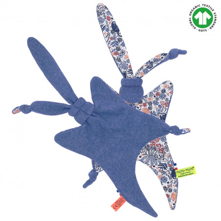 Vue de dos doudou Bio Le WIld. Cadeau de naissance GOTS, original et made in France. Nin-Nin