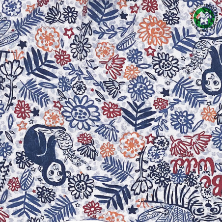 Tissu doudou Bio Le Wild. Cadeau de naissance GOTS, original et made in France. Nin-Nin