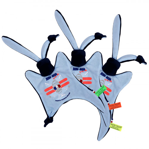 Etiquette doudou L'Après Ski. Cadeau de naissance personnalisé et made in France. Doudou Nin-Nin