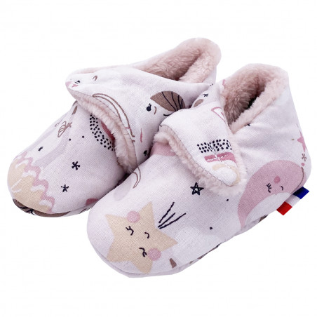 Chaussons bas "Le Clochette". Cadeau de Naissance Made in France nourrisson. Doudou Nin-Nin