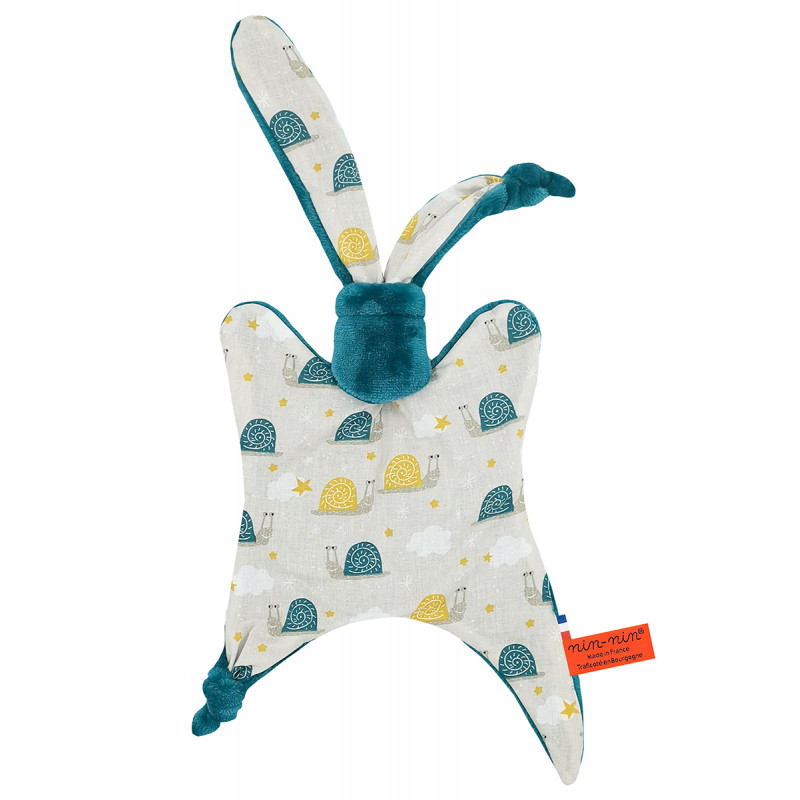 Doudou L'Escargot. Cadeau de naissance personnalisé et made in France. Doudou Nin-Nin Doudou L'Escargot. Cadeau de naissance personnalisé et made in France. Doudou Nin-Nin