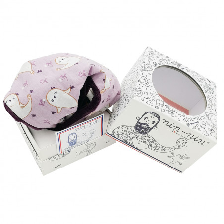 Boite cadeau doudou Le What The Phoque. Cadeau de naissance personnalisé et made in France. Doudou Nin-Nin