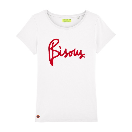 T-shirt pour femme "Bisous". Cadeau original pour la Saint-Valentin. Fabrication Française