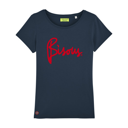 T-shirt pour femme "Bisous". Cadeau original pour la Saint-Valentin. Fabrication Française