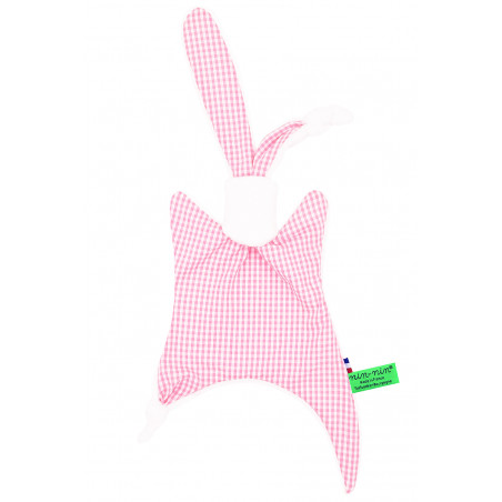 Doudou personnalisable Le Vichy Rose. Fabriqué en France