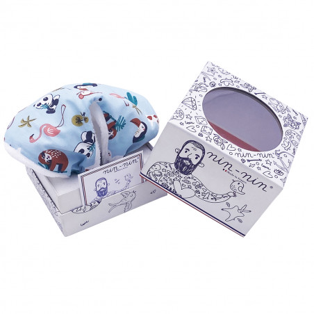 Boite cadeau doudou L'Explorateur Blanc. Cadeau de naissance personnalisé et made in France. Doudou Nin-Nin