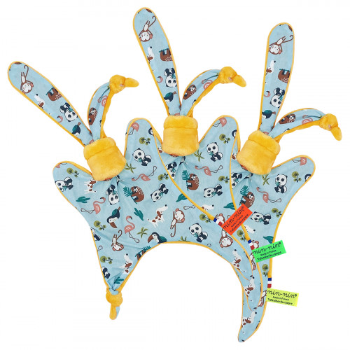 Etiquette doudou L'Explorateur Curry. Cadeau de naissance personnalisé et made in France. Doudou Nin-Nin