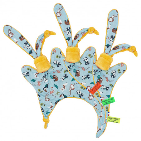 Etiquette doudou L'Explorateur Curry. Cadeau de naissance personnalisé et made in France. Doudou Nin-Nin
