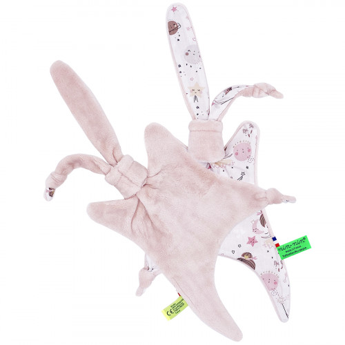 Vue de dos doudou Le Clochette. Cadeau de naissance personnalisé et made in France. Doudou Nin-Nin