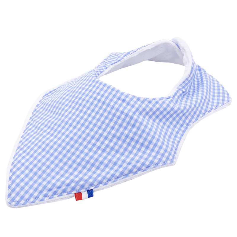 Bavoir bandana personnalisable "Le Vichy Bleu". Made in France. Nin-Nin