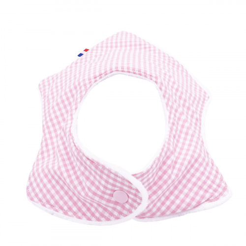 Pression bavoir bandana personnalisable "Le Vichy Rose". Made in France. Nin-Nin