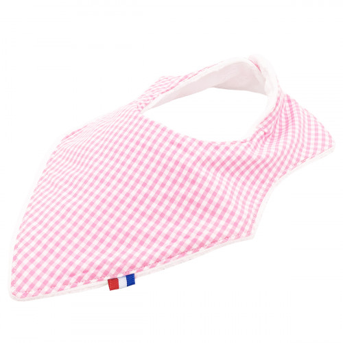 Bavoir bandana personnalisable "Le Vichy Rose". Made in France. Nin-Nin