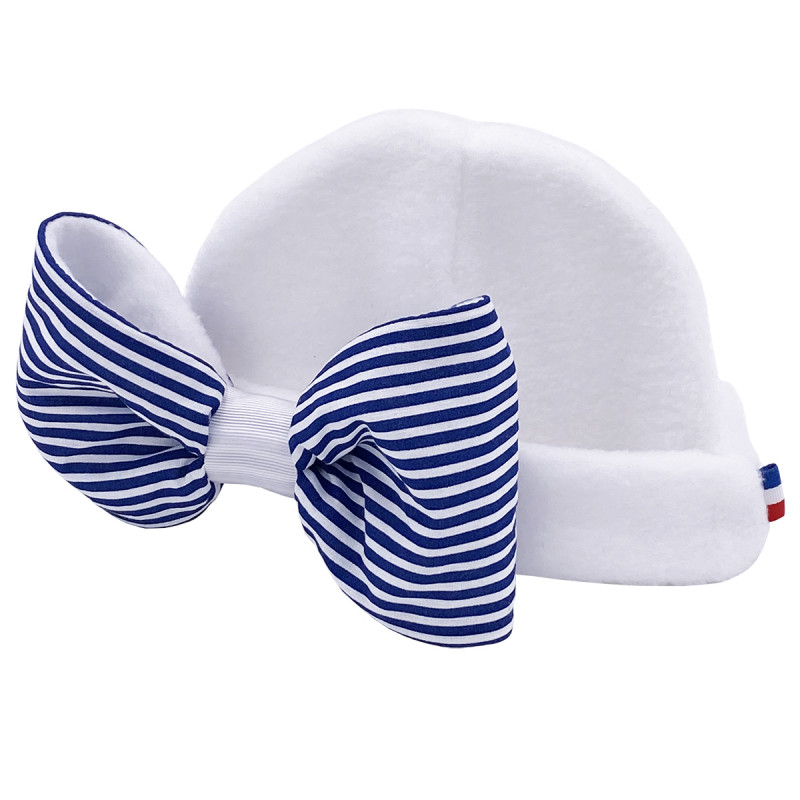 Bonnet de naissance fille gros noeud Le Marinière. Made in France