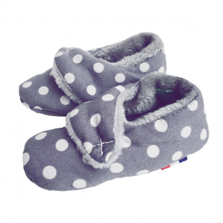 Chaussons bas "Le Pois Plume". Cadeau de Naissance Made in France nourrisson. Doudou Nin-Nin