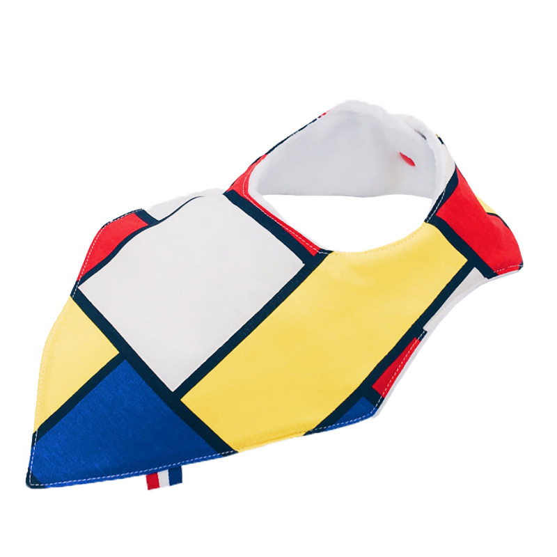 Bavoir bandana personnalisable "Le Mondrian". Made in France. Nin-Nin Bavoir bandana personnalisable "Le Mondrian". Made in France. Nin-Nin