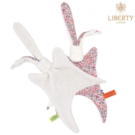 Vue de dos doudou Le Chelsea Liberty of London. Cadeau de naissance personnalisé et made in France. Doudou Nin-Nin