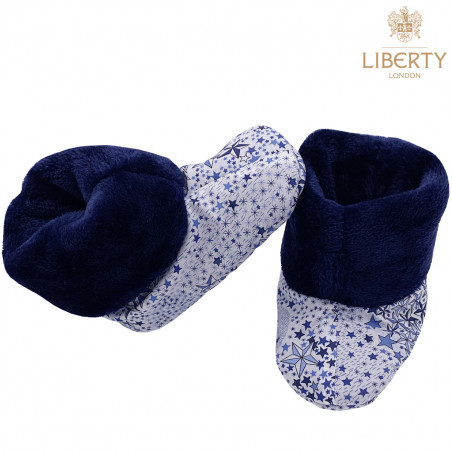 Chaussons hauts botton "Le Marlon" Liberty Of London pour bébé. Cadeau de Naissance Made in France. Nin-Nin