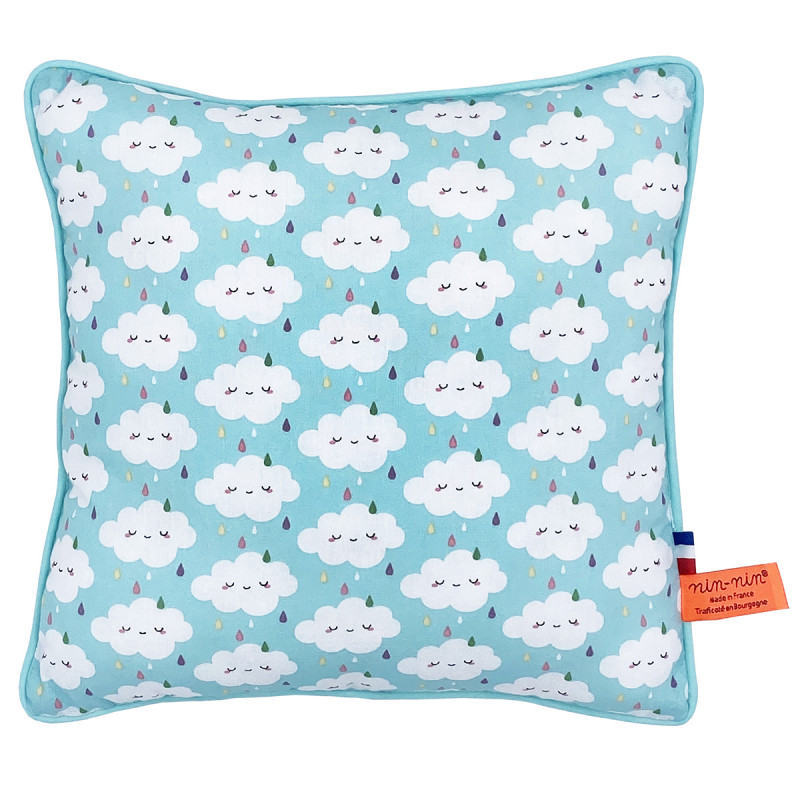 Coussin "Nimbus Bleu". Cadeau de naissance original personnalisable et made in France. Nin-Nin