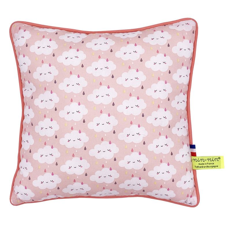 Coussin "Nimbus Rose". Cadeau de naissance original personnalisable et made in France. Nin-Nin