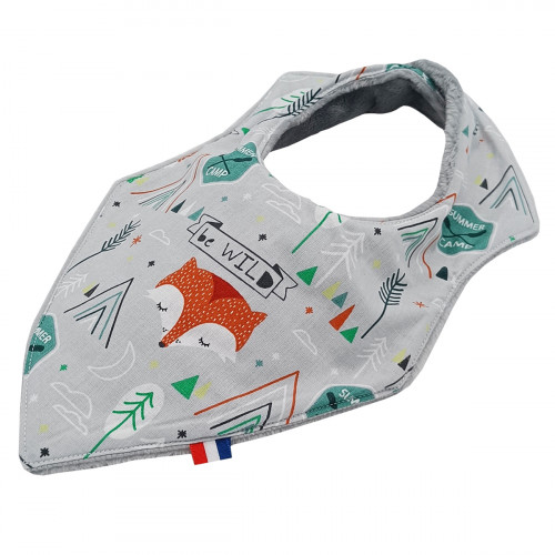 Bavoir bandana personnalisable "Le Fox". Made in France. Nin-Nin