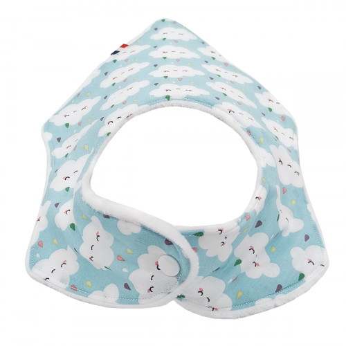 Pression bavoir bandana personnalisable "Le Nimbus Bleu". Made in France. Nin-Nin