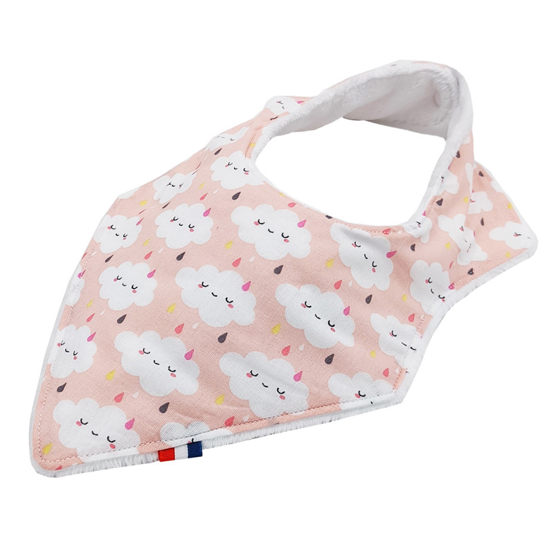 Bavoir bandana personnalisable "Le Nimbus Rose". Made in France. Nin-Nin