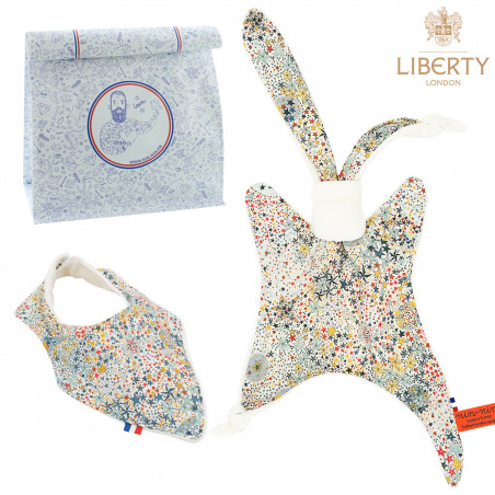 Coffret de naissance doudou et bavoir Harry. Original et fabriqué en France. Marque Nin-Nin