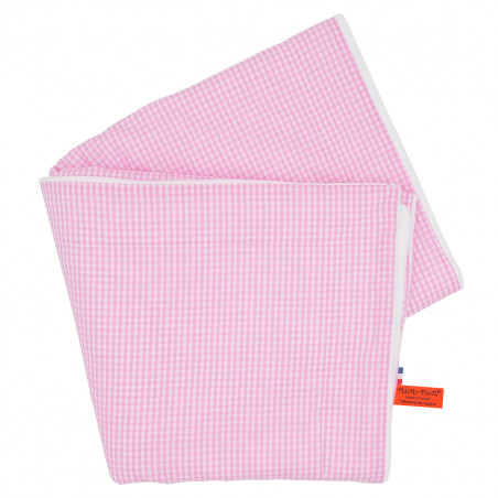 Couverture Le Vichy Rose personnalisable pour bébé. Couverture fabriquée en France.