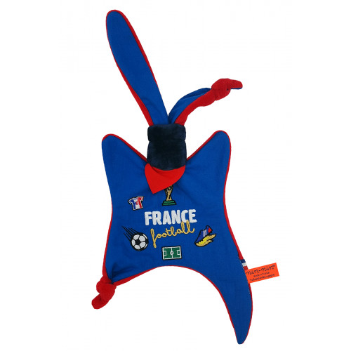 Doudou Foot France. Coupe du monde de la Fifa 2022. Cadeau de naissance personnalisé et made in France. Doudou Nin-Nin