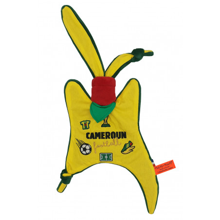 Doudou Foot Cameroun. Coupe du monde de la Fifa 2022. Cadeau de naissance personnalisé et made in France. Doudou Nin-Nin