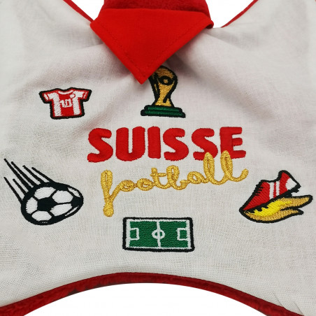 Broderie doudou foot Suisse. Cadeau de naissance personnalisé et made in France. Doudou Nin-Nin