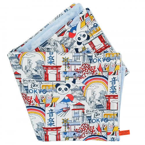 Couverture Le Tokyo personnalisable pour bébé. Couverture fabriquée en France.