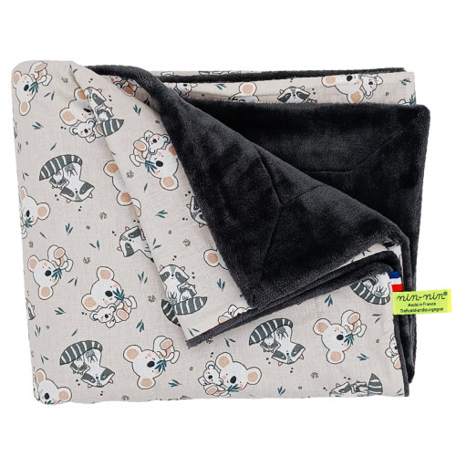 Plaid Le Raccoon personnalisable pour bébé. Couverture fabriquée en France.